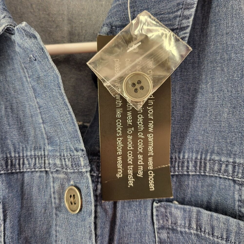 Women's Sleeveless Denim Button-Down Maxi Dress Braided Belt G By Giuliana M NWT - Picture 8 of 15